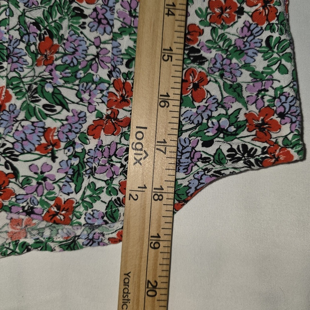 Anthropologie Maeve Austen Floral Collared V-Neck Blouse  Size 00P Cottagecore - Picture 6 of 10